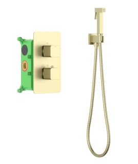 Гигиенический душ со смесителем Timo Petruma 5089/17SM с термостатом золото матовое